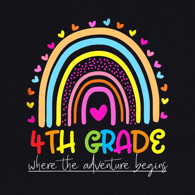 Rainbow 4th Grade Where The Adventure Begins by Red and Black Floral